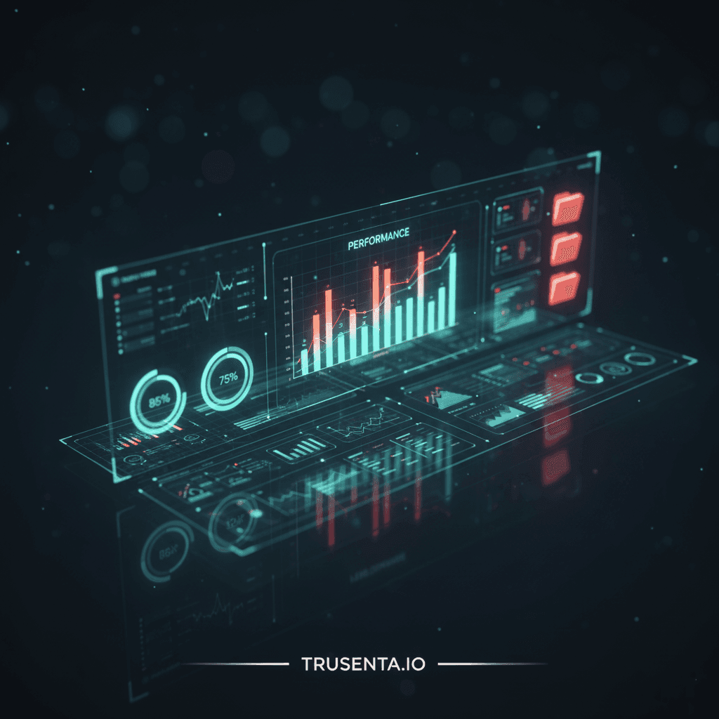futuristic computer with graphs