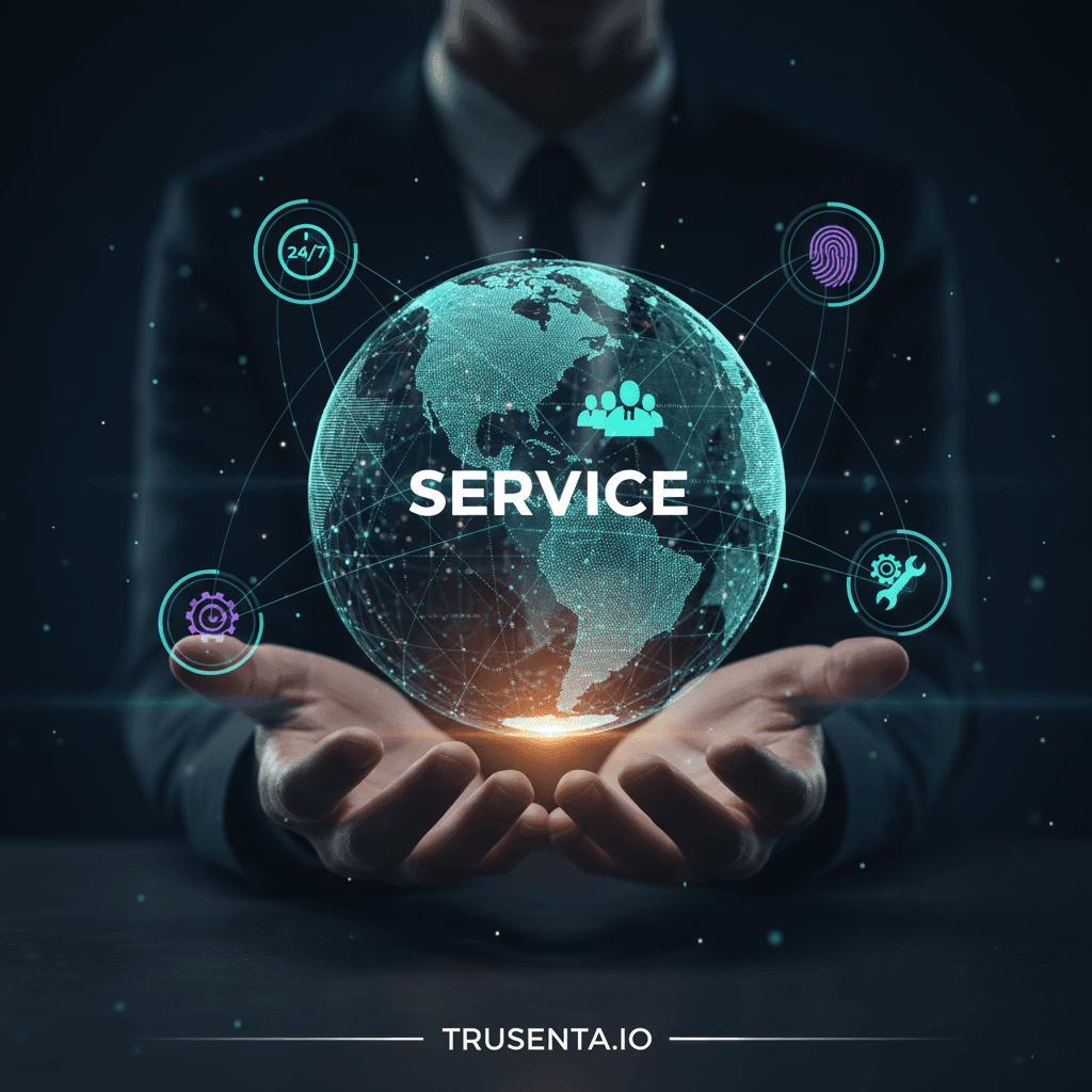 futuristic globe held in hands